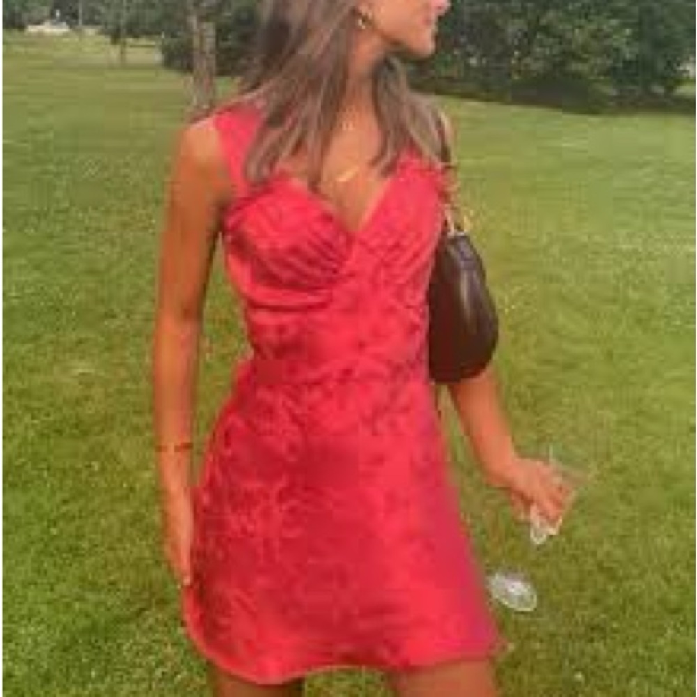 Realisation Par red Roxy silk jacquard mini S NWT